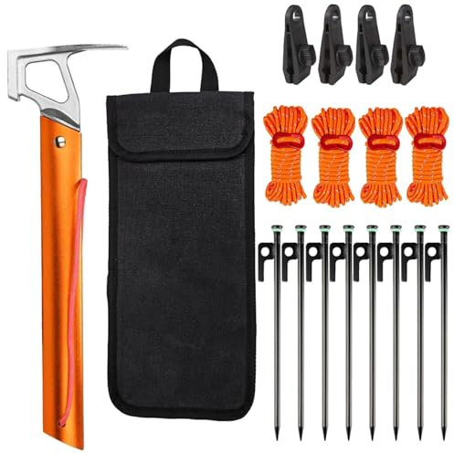 Zelt Stake Tracker, Camping Mallet für Zelt-Einsätze | Anti- Festzelt-Hammer für Camping - Tragbare Camping Zelt Zubehör, mit Aufbewahrungstasche und Fluoreszierenden Gummi Kreis für Tarp