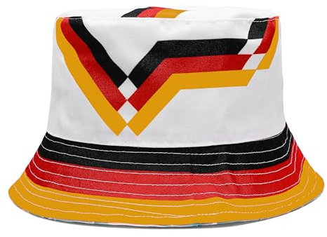 ASVP Shop Reversibler Retro Deutschland Fischerhut – 90er Fußballteam-Design, Hohe Qualität, Unisex, Perfekt für Fußballspiele