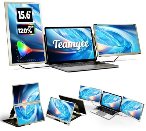 Teamgee Laptop Monitor Erweiterung für alle Laptops, 15,6’’ FHD 120% sRGB Portable Monitor, Plug & Play Display für Mac, Windows, Chrome, Linux, Android, DeX, PC