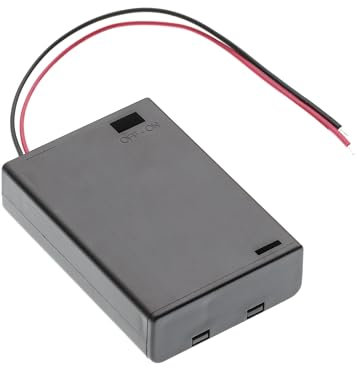 3x AA 4.5V Battery Holder Case with Cover - Plastic Storage Box with Wires & Leads 150mm for DIY. Compatible with (3 Slot x 1.5V) Batteries