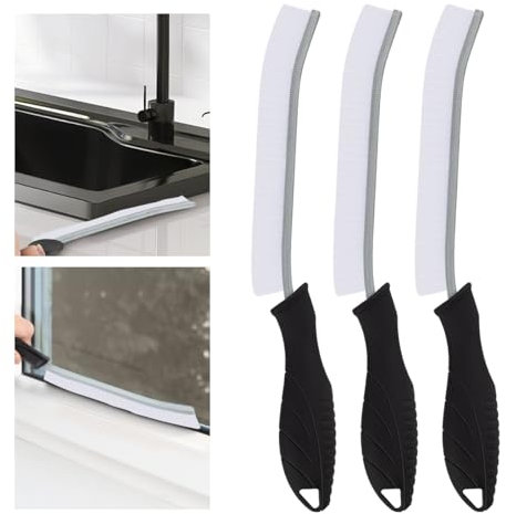 SXhyf Hard Bristle Crevice Cleaning Brush - Multifunctional Gap Cleaning Brush, Bathroom Cleaning Tools, Grout Brush, Crevice Cleaning Supplies for Household Use, Kitchen, Window, Vehicle (3, White)