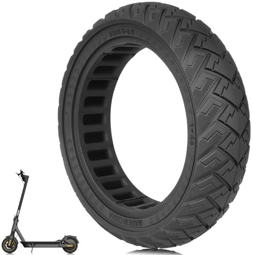 TREFAN 60/65-6,9 Vollgummireifen, 10 Zoll Off-Road-Vollreifen für Ninebot Max G2/G65 Elektroroller, 10'' Solide Reifen Anti-Rutsch Pannensicher, Ersatzräder Nicht-luftbereifte Reifen (Schwarz 1 PCS)