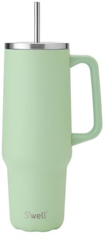 S'well Tumbler XL, Gobelet Réutilisable avec Paille, Bouteille en Acier Inoxydable Triple épaisseur, Conserve les Boissons chaudes pendant 50h et froides pendant 10h, 1180ml, Pistache