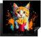 KitchenYeah© Herdabdeckplatte 60x52 cm Einteilig Ceranfeld Abdeckplatte für Induktionsschutz Ceranfeldabdeckung Vinyl Herdabdeckplatten Katze - Essen - Pommes - Graffiti - Abstrakt