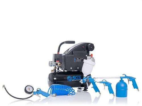 SGS 8 Litre Direct Drive Air Compressor & 5 Piece Tool Kit - 4.2CFM 1.1HP