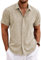 COOFANDY Men's Linen Shirts Short Sleeve Shirts Summer Holiday Shirts for Men Button Down Beach Shirts Khaki L