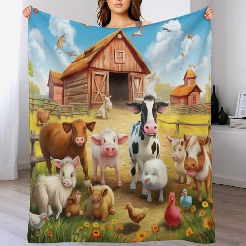 AAPZY Kuscheldecke Flanell Flannel 3D Decke Gedruckte Fleecedecke Weich Wohndecke Tagesdecke Sofadecke Nutztier Decke Sofa & Bett （140×180cm）