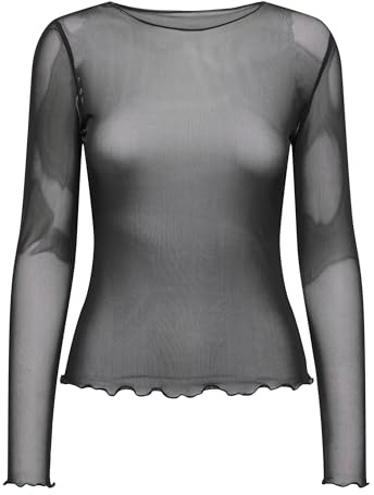 JDY Damen Jdyelsa New L/S O Neck Top JRS Dia, Black, Small