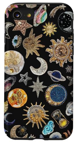 Celestial Moon Art Charm Collage Vintage Mosaic Aesthetic Case for iPhone SE (2020) / 7 / 8
