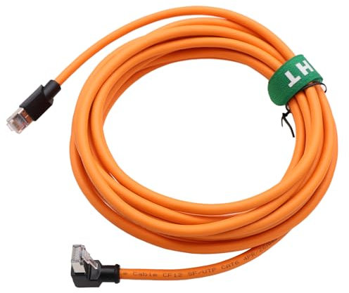 HangTon GigE Câble réseau Cat 6, RJ45 haut débit pour imprimante TV LAN, routeur, console de jeu, modem, EtherCAT Profinet, serveur de commutation, industriel, STP, 5 m, orange, coudé vers le haut