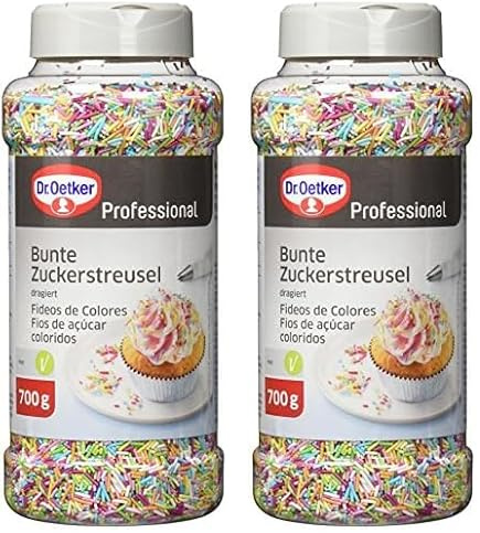 Dr. Oetker Professionell Farbig Zuckerstreusel zum Backen und Dekorieren, 700 g (Packung mit 2)