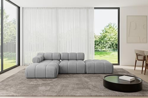 ALTDECOR Modulares Sofa Ecksofa in L-Form Corner modular Sofa Eckcouch Couch Wohnlandschaft Cauchsofa Polstersofa Lizur-L1-285x160x70 cm Hellgrau
