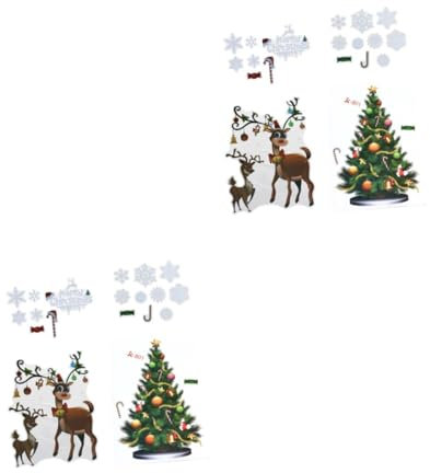 TOPBATHY 2 Juegos Adhesivos Decorativos de Ventana de y Árbol de Navidad Set de Decoración Festiva Hogar y
