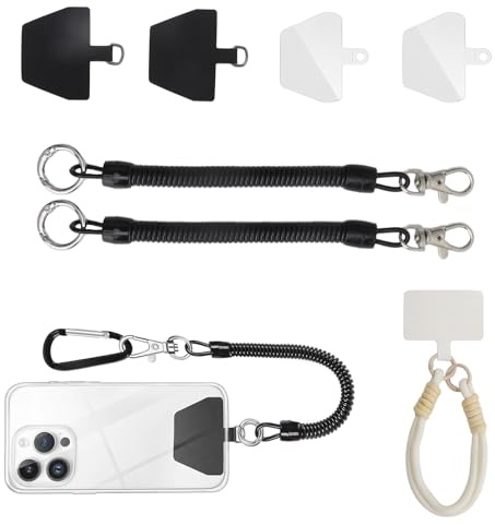KQDRAVINE 4 Stück Handy Diebstahlschutz Federschnur Handysicherung, Diebstahlschutz Handy Sicherung Diebstahl Anti Theft Phone Strap, Kompatibel mit verschiedenen Handymodellen für Outdoor-Aktivitäten