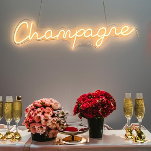 Xusdamyj Cartel de neón para bodas de champán, decoración de pared