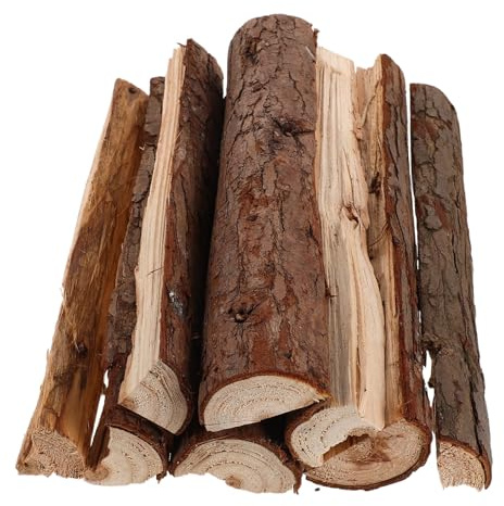 Toyvian Leña Decorativa Para Chimenea 25 Cm Con Cubierta, Madera Natural De Abedul, Secado Al Aire, Accesorios Para Interiores y Exteriores, Set De 8 Piezas Para Barbacoa y Fogatas