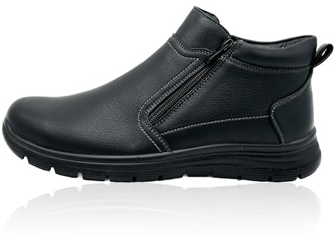 Nowaland Herren Winterstiefeletten mit Warmfutter, Bequeme Freizeit-Stiefel mit Doppelreißverschluss, Rutschfeste Alltagsschuhe für kalte Tage