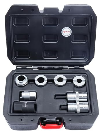 CCLIFE Stoßdämpfer Werkzeug Set 8tlg | Strut Nut Tool für MacPherson Federbeine an Vorder- und Hinterachse, kompatibel mit VAG und Mercedes für Kfz-Werkstatt