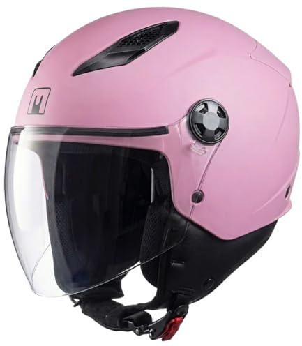 Casco MPH Moto Demi Jet Scooter Star Rosa Opaco Visiera Lunga Pink Matt (M 56 - 57cm)