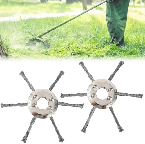 Cabezal de Cortabordes de Alambre de Acero,2 Piezas Cabezal de Fresado de Alambre de Acero 230 mm,Cepillo para Desbrozadora,Accesorio para Cortacésped,para Eliminar Malas Hierbas,Musgo