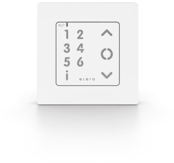 elero VarioSon W-868 Funkwandsender Weiß – 6-Kanal, bidirektional, 868 MHz, Auto/Hand-Umschaltung, LED-Status, Wandbefestigung für Rollläden, Markisen & Jalousien