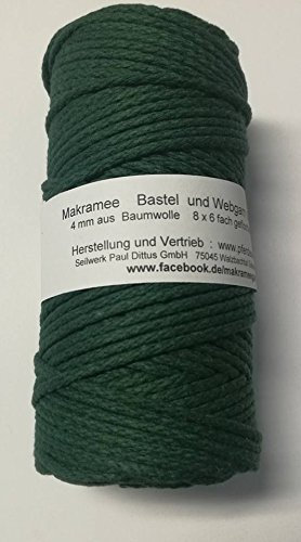 Makrameegarn Makramee Baumwollgarn Bastelgarn tannengrün 200 Meter