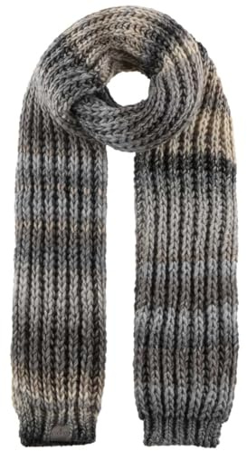 LIERYS Jasila Strickschal Damen/Herren - Made in Germany - Mit Schurwolle - Waschbar bis 30 Grad - Mehrfarbiger Winterschal - Wollschal warm und elegant - Damenschal Herbst/Winter grau