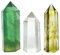 Set of 3 Crystal Wands of Clear Quartz, Yellow Quartz & Fluorite Stone,Pointed & Faceted for Healing Reiki Chakra Meditation Therapy Decor