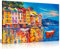 Panther Print Buntes Ölgemälde auf Leinwand, Motiv: Boote und Hafen, 61 x 40,6 cm