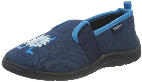 Playshoes Monster, Unisex-Kinder Niedrige Hausschuhe, Blau (jeansblau 3), 26/27 EU (9 Child UK)