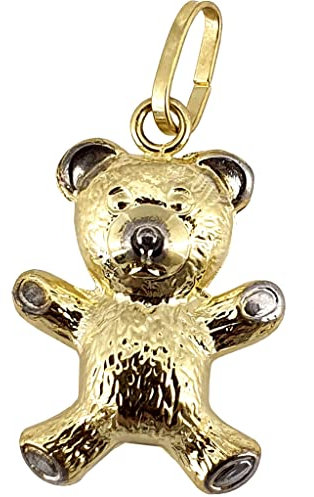 generisch Anhänger Bär Teddybär Gold 585 Bärchen rhodiniert 14 Karat Gelbgold