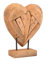 BURI Teak Herz Skulptur auf Ständer massiv - 30 cm Tisch Deko Figur Holz Fensterbankaufsteller Dekoaufsteller