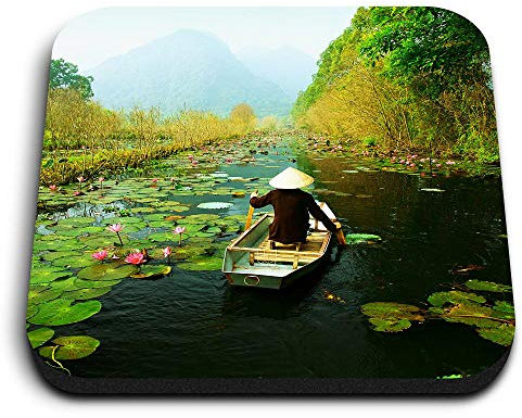 1 x Square MDF Fridge Magnet - Hanoi Vietnam River Boat Asia 16643