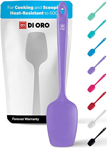 DI ORO Seamless Series Silicone Spoon Spatula - BPA Free Pro-Grade Non-Stick 600ºF Heat-Resistant Rubber Spoonula - Versatile Silicone Kitchen Scraper Utensil for Baking and Cooking (Lavender)