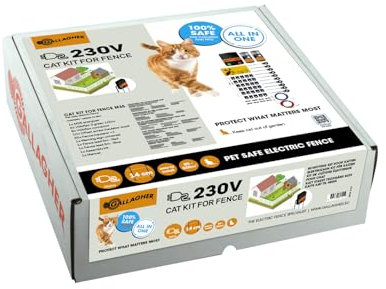 Gallagher M35 (230V) Katzenzaun Komplettset - Haustierfreundlicher Katzenzaun für Garten - Ausreichend für 50 m Zaun - Einfach & schnell installiert - Ungefährlich für Mensch und Tier