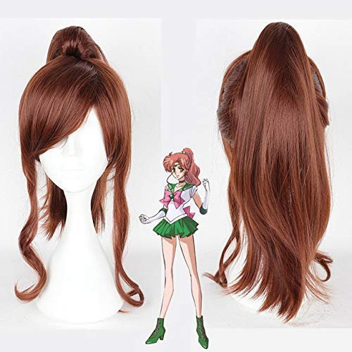 Chtom Sailor Moon Mercury Mars Jupiter Venus Uranus Neptun Pluto Saturn Chibi USA Cosplay Perücken für Halloween Party, Sailor Jupiter Perücke