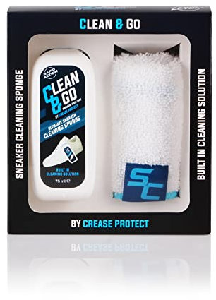 Crease Protect Clean & Go - Sneakers & Shoe Cleaning Brush - Remove Dirt & Stains - Built in Foam Cleaning Solution (Pack of 2)