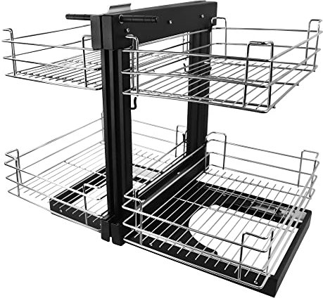 Blind-Eckschrank, ausziehbar, 38,1 cm Öffnung, sanftes Schließen, robuster Küchen-Eckschrank-Organizer, 4 verchromte Aufbewahrungskörbe, für Schränke, Mindestgröße: 48 cm T x 79 cm B x 57 cm H