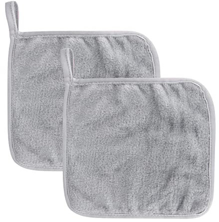 2pcs Reusable Microfiber Makeup Remover Cloths,Premium Hypoallergenic Chemical Free Microfibre Makeup Remover and Facial Cleansing Cloth,Super Soft Cleaning Towel for All Skin Types,Grey(20 * 20cm)