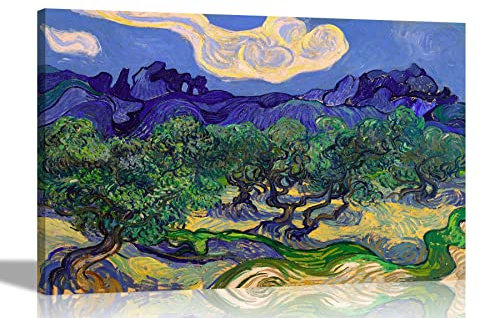 Artley Prints The Olive Trees by Vincent Van Gogh Canvas Wall Art l Colourful Framed Pictures l Landscape Artwork for Living Room, Bedroom, Office40 x 30cm (16 x 12 inches) A3