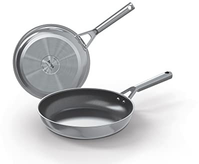Ninja ZEROSTICK Stainless Steel Cookware 2-Piece Frying Set, 20/26cm Frying Pans, Long Lasting, Non-Stick, Induction Compatible, Oven Safe to 260°C, C62100UK
