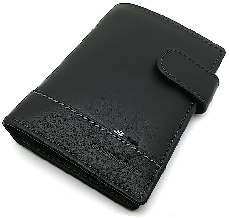 Portefeuille en cuir pour homme | Portefeuille Avec poche à monnaie | Porte-cartes en cuir | Ubrique | Fait main | Protection RFID | 14263 Noir