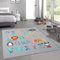 CARPETIA ABC-Lernteppich für Kinder • Bunte Tiermotive Spielspaß Löwe & Pinguin • grau, 160 x 220 cm