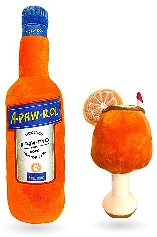 Bark Bros - Liquor Bottle Dog Toy - Plush Squeaky Dog Toys Funny Drink Parody - Alcohol Dog Toy - Dog Birthday Toy - Cute Dog Toys - Puppy Gifts - Puppy Stuff - Dog Stuff (Large, Apawrol Spritz)