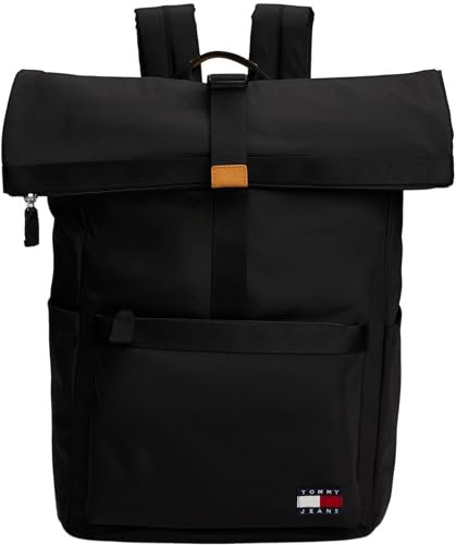 Tommy Jeans Herren Rucksack Essential Backpack Rolltop, Schwarz (Black), Einheitsgröße