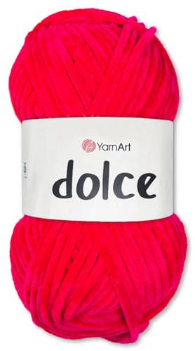 Frida's Wollhaus YarnArt 100 g Dolce Chenille Wolle Garn Stricken Häkeln Amigurumi 64 Farben (759 | Rosenrot)