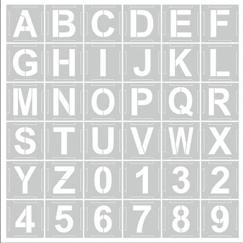 10cm (4 Inch) Letter Alphabet Stencils 36 Pcs Set - Interlocking Templates for Character Combination, Perfect for Signboards, Road Signs, DIY Craft