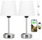 Kakanuo Nachttischlampe Touch Dimmbar 2er Set, Tischlampe mit Ladefunktion USB A+C-Anschlüssen Steckdosen, Weiß-Lampenschirm, Kleine Lampe für Nachttisch Schlafzimmer Wohnzimmer Babyzimmer Büro