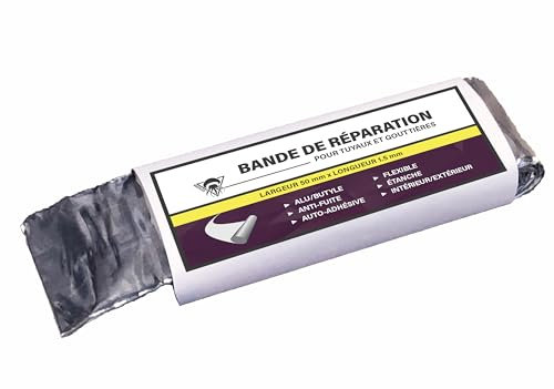 Méduze - Bande de réparation pour tuyaux et gouttières 50 mm x 1.5 m - Auto-adhésive- Étanche - Flexible - Ruban alu/butyle - Usage intérieur/extérieur - Épaisseur 900 microns