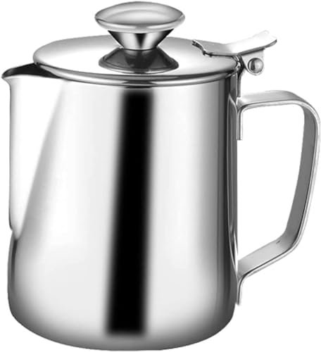 LATRAT Coffee Barista - Brocca per latte in acciaio inox, perfetto per la produzione di schiuma di latte, universale, per cappuccino e latte (argento 600 ml), ZFBADE676